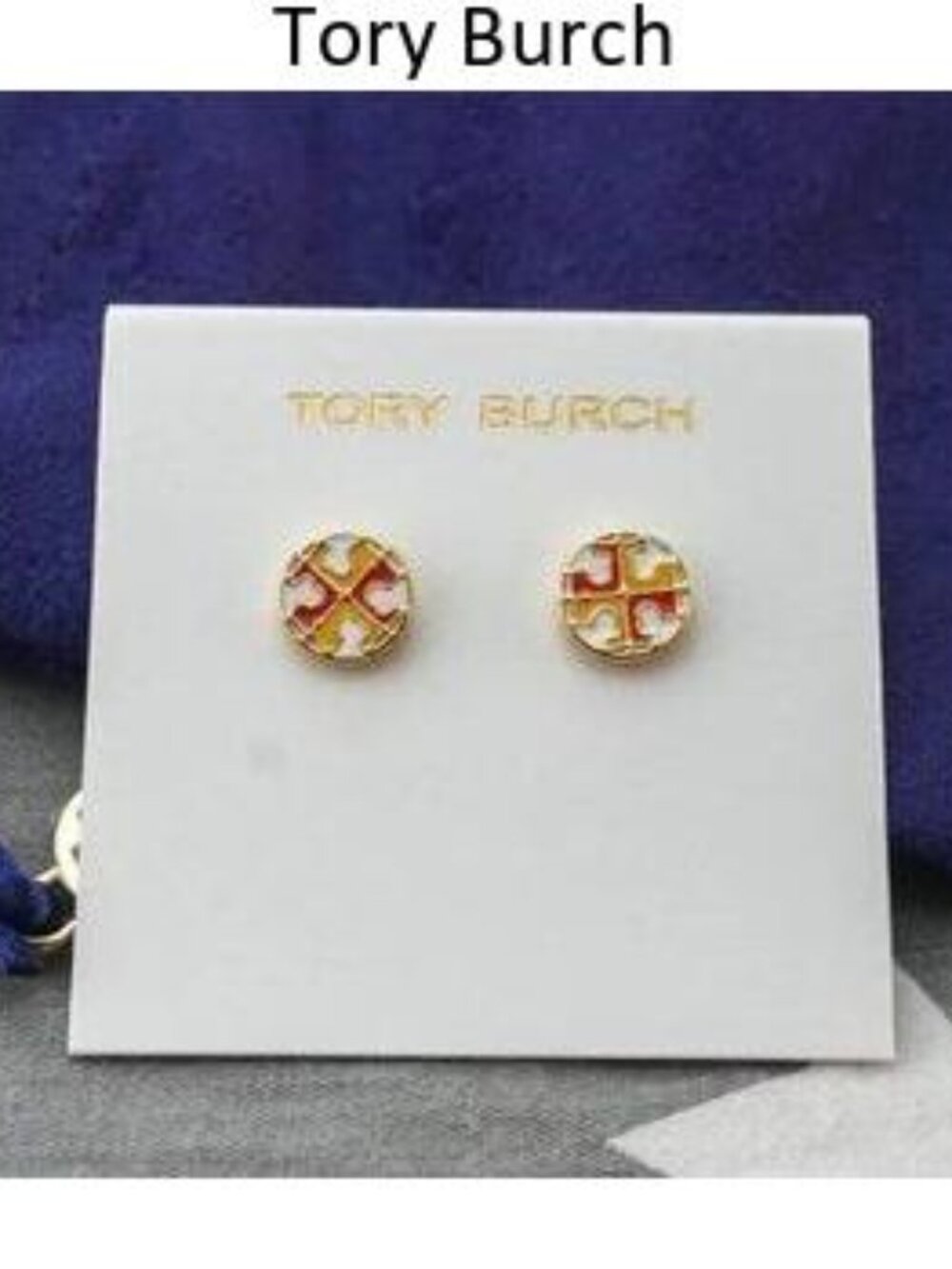 Tory Burch Kira Enamel Studs in Red/Yellow